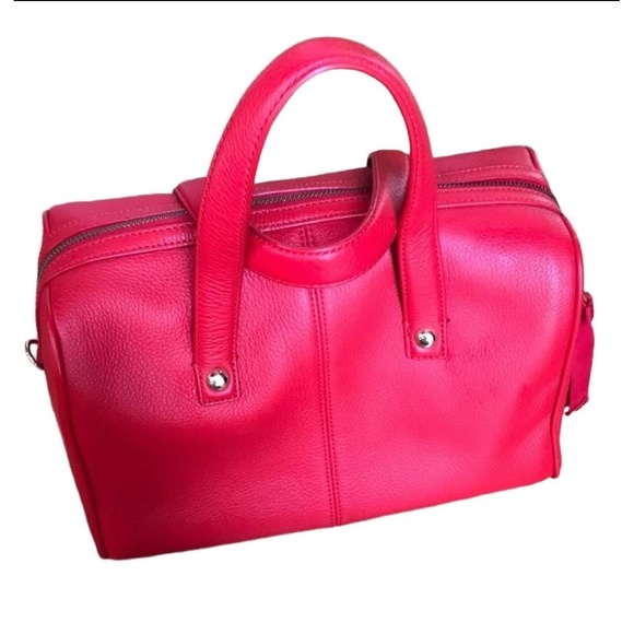 Talbots Handbags - Talbots Handbag Womens Red Zipper Closure Dual Handles Doctors Bag Shape